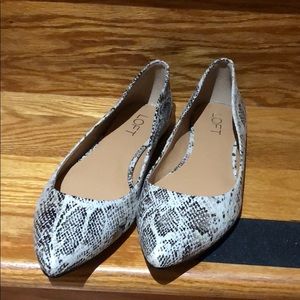 LOFT Aubrey Snakeskin Pointed Toe Flats